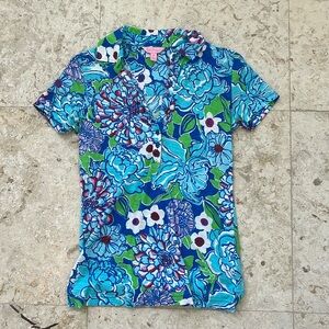 Lilly Pulitzer Button V Neck Cotton Tee